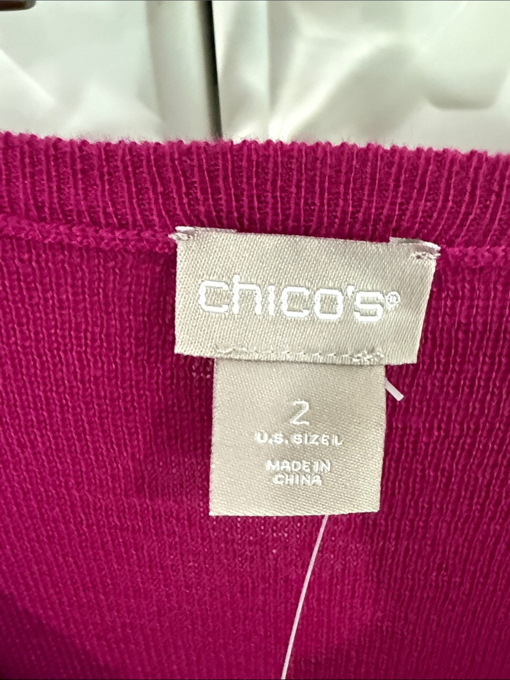 Chico's Bright Magenta V-Neck Knit Top - Picture 3 of 4